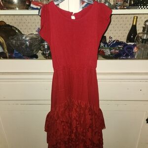 Girls Red Ruffled Tiered Sundress